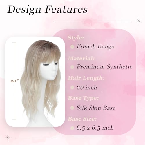 Hair Topper 20" Curly Wavy, 360° 3D Base Volume & Thickness for Thinning Crown