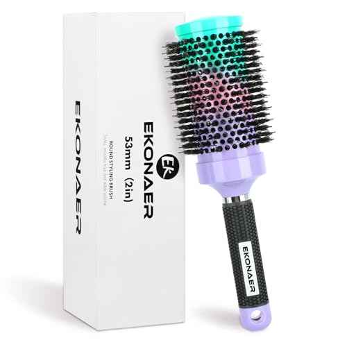 Round Hair Brush - 2.1 Inch Thermal Ceramic Brush for Blow Drying & Volume, Soft Bristles with Enhanced Texture, for Curling and Shine
