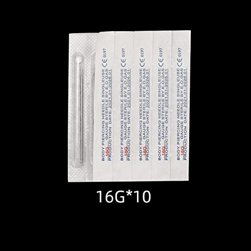 ATOMUS 10pcs 16G Disposable Body Piercing Needles - Stainless Steel, Multiple Piercing Types