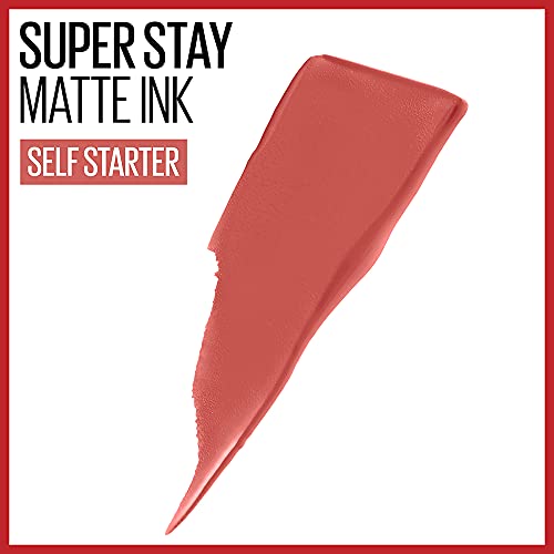 Maybelline Super Stay Matte Ink Liquid Lipstick Makeup, Long Lasting High Impact Color, Up to 16H Wear, Self-Starter, Light Red, 1 Count