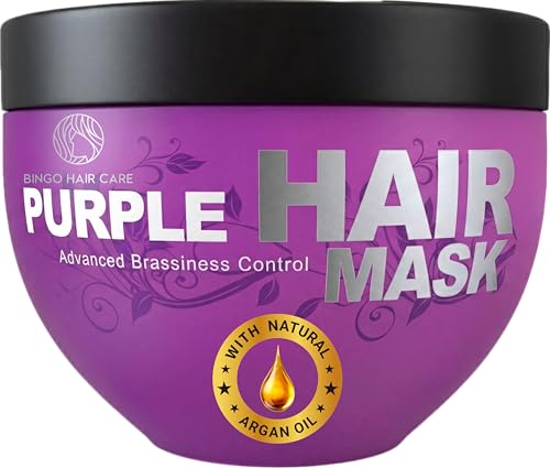BINGO HAIR CARE Purple Hair Mask for Blonde Silver Gray Toning - Sulfate Free, Deep Conditioner, Anti-Yellow, 8.45 Fl Oz