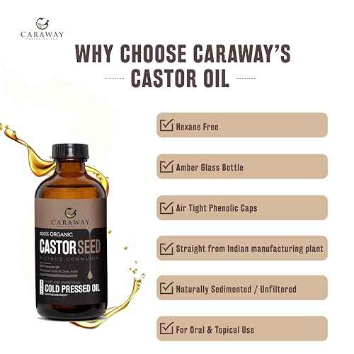 CARAWAY Cold Pressed Pure Castor Oil ? Indian Handmade | Therapeutic Grade | Edible | For Liver Detox, Hair Growth, Eyelashes, Skin, Constipation & Joint Pain | Glass Bottle ? 236ml