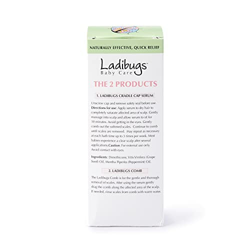 Ladibugs Baby Cradle Cap Remedy Kit - Gentle 2-Step Serum & Comb Set