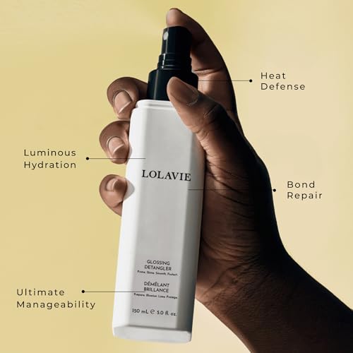 LolaVie Glossing Detangler Spray - 5 oz | Heat Protectant & Frizz Fighter