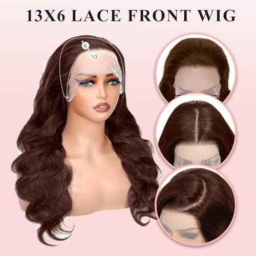 200 Density Chocolate Brown Human Hair Wig 13x6 Hd Lace Front Body Wave Wigs Human Hair Pre Plucked 4# Brown Wigs Human Hair 12 Inch for Women