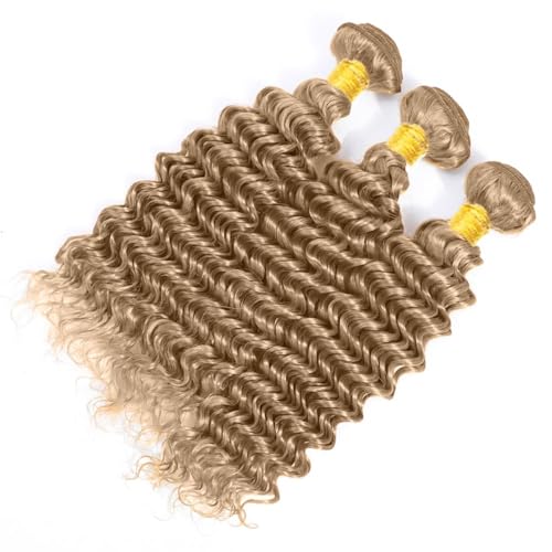 Ash Blonde Deep Wave Human Hair Bundles 26 28 30 Inch