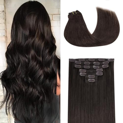 GOO GOO Clip in Hair Extensions 18 Inch 120g Remy Human Hair