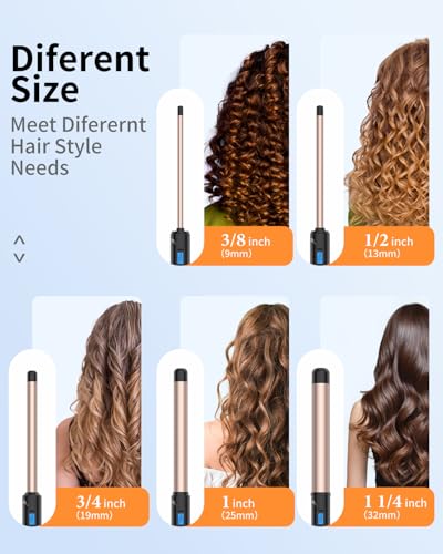 1 Inch Curling Wand, Dual Voltage Ceramic Hair Iron 225-450°F