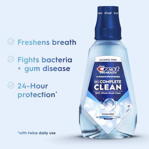 Crest Mouthwash Pro-Health Complete Clean Mint 1L - Alcohol-Free, Antigingivitis & Antiplaque
