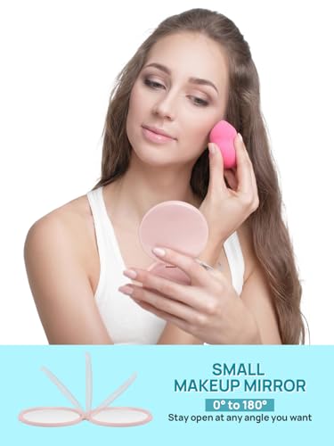 Macaki 3in Compact Dual-Sided Magnifying Mirror 1X/30X Pink