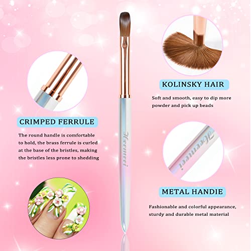 heemeei Kolinsky Acrylic Nail Brush Size 8- Nail Brushes for Acrylic Application - Acrylic Powder Brush for Nail Art - Nail Acrylic Brush for Professional Manicure DIY Home Salon (8#)…