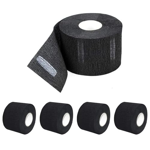 Disposable Barber Neck Strips – 5 Count Black, Hygienic Haircut & Shaving Paper, ABS American Beauty Supply