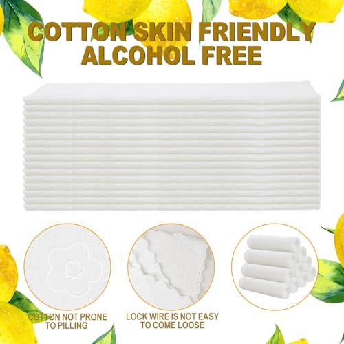 200 Individually Wrapped Moist Cotton Towels - Lemon Scented for Travel & Spa