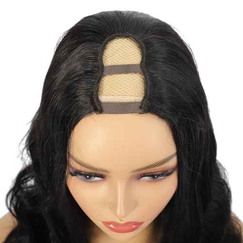 Amella U Part Body Wave Wig 18inch 150% Density Full Head U Shape Clip in Wigs Body Wave Half Wig Human Hair Extension For Black Women