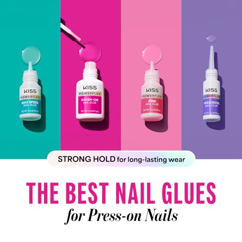 KISS PowerFlex Nail Glue - Clear, 0.17 oz Ultra Bond, Fast Drying, for Tips & Wraps - Variation of THIS listing