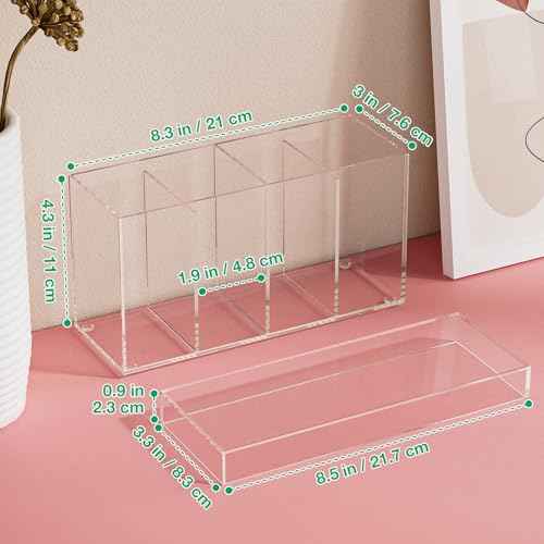 Lash Extension Organizer with Lid, Acrylic Lash Organizer for Lash Techs, Lashes Supplies Container for Vanity with Anti-Slip Pads, Clear Storage Box for Eyelash Tools Makeup Brush Hair Accessories