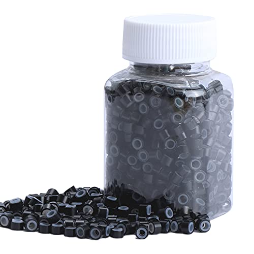 Black Hair Extension Microbeads Silicone Lined 5mm 1000pcs