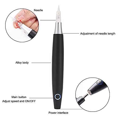 Permanent Eyebrow Makeup Pen Tattoo Rotary Machine 10PCS Needles For Eyebrows,Eyeliners, Lips (Black,AP686B)
