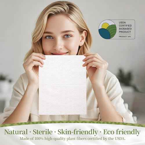 Disposable Face Towels, 10"¡¿12" Biodegradable Facial Towelettes for Sensitive Skin & Travel, Extra Soft and Thick Makeup Remover Dry Wipes - 50 Count