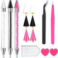 Rhinestone Picker Tool Kit - 14 Pcs Dual-Head Wax Pens & Tweezers Set