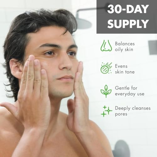 Tiege Hanley Skin Care Set for Men, Essential Routine for Oily & Combination Skin, Level 1 System With Salicylic Acid Face Wash, Glycolic Pads, AM SPF & PM Moisturizers, Men¡¯s Skin Care, 4 Piece Kit