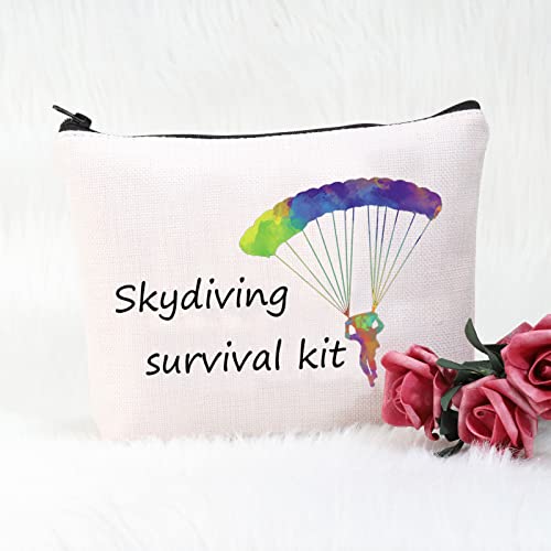 POFULL Sky Diving Gifts Skydiving Survival Kit Parachute Jump Gift Skydiver Adventure Zipper Pouch Bag (Skydiving survival kit bag)