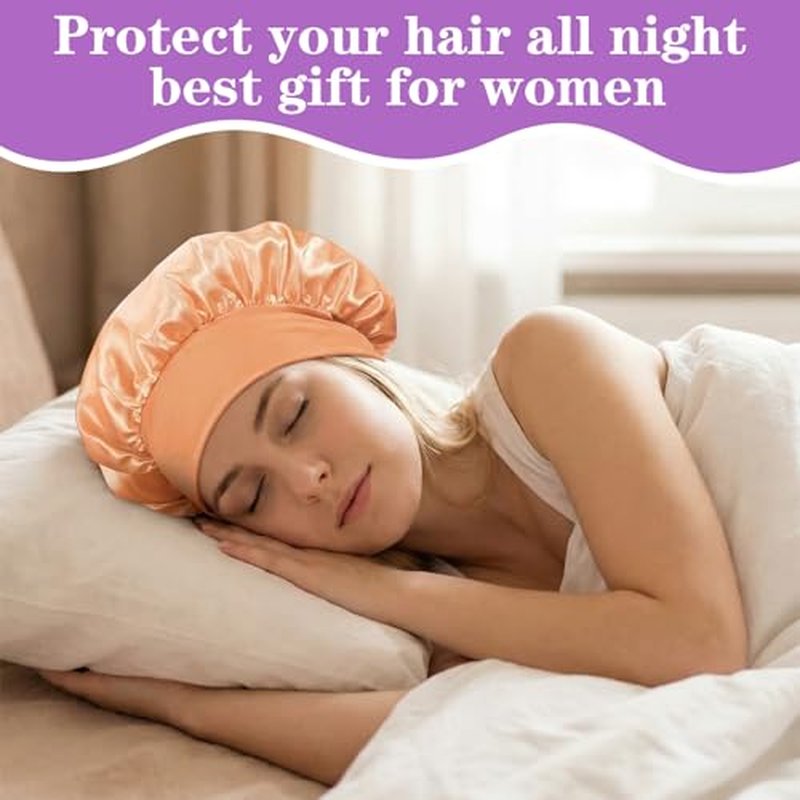 12Pcs Satin Sleep Bonnets for Curly Hair & Braids