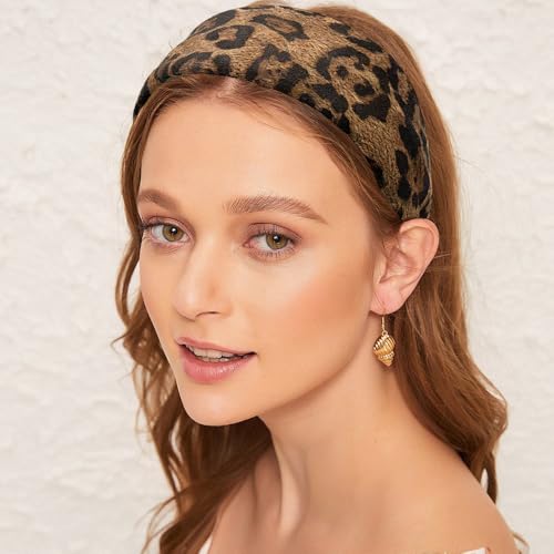 Women’s Wide Leopard Headbands Set - Non-Slip Elastic Hair Accessories