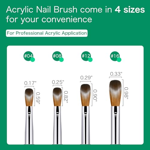 Kolinsky Acrylic Nail Brushes Set - 4 Piece Oval Design