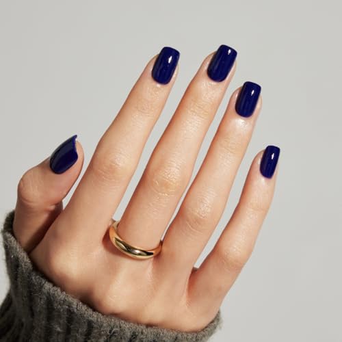 Lamimosa 32Pcs Short Navy Blue Square Press On Nails, Salon-Quality Fake Nails