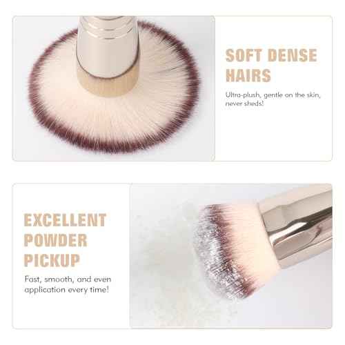 Dual-Ended Foundation Brush: Round & Angled Pro-Grade makeup brushes, 100% Vegan Synthetic Makeup Brush for Flawless Blending and Application of Liquid, Powder, Cream, Blush