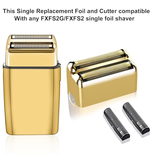 Replacement Foil and Cutter,Double Foil Shaver Replacement Head Compatible with BaBylissPRO Barberology FXFS2 Shaver,Gold