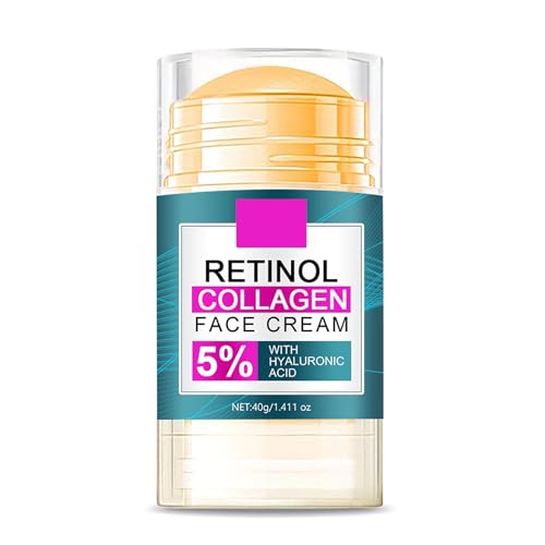 Retinol Collagen Face Cream with 5% Hyaluronic Acid - Anti-Aging Face Moisturizer Stick for Women Fade Lines Firming & Tightening Facial and Neck - Hydrating Face Stick for All Skin Types, 1.41 oz