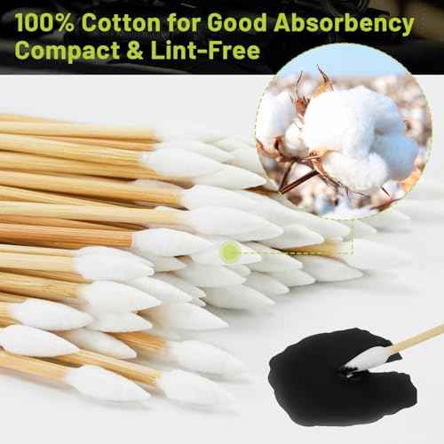 500/1000 pcs Gun Cleaning Swabs in Storage Case - 6 Inch Bamboo Handled Pistol Cleaning Swabs