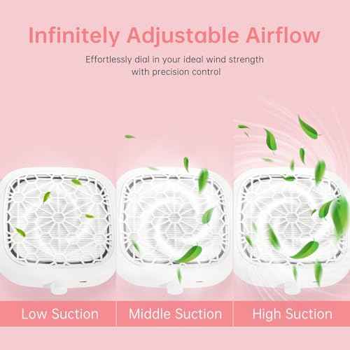 CHRISTINE SHELLY Nail Dust Collector, Cordless Dust Collector Nail Tech, Compact Powerful 6000RPM Nail Vacuum Fan Rechargeable Dust Extractor for Acrylic Gel Polish Manicure Pedicure for Home, White