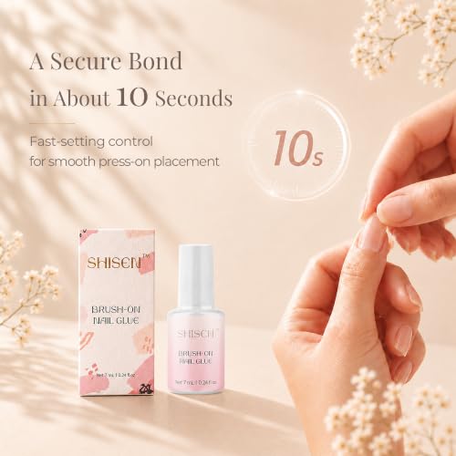 SHISEN Pink Doodle Edition Nail Glue for Press-On Nails, Quick Dry, Strong Hold, Low Odor, 7mL
