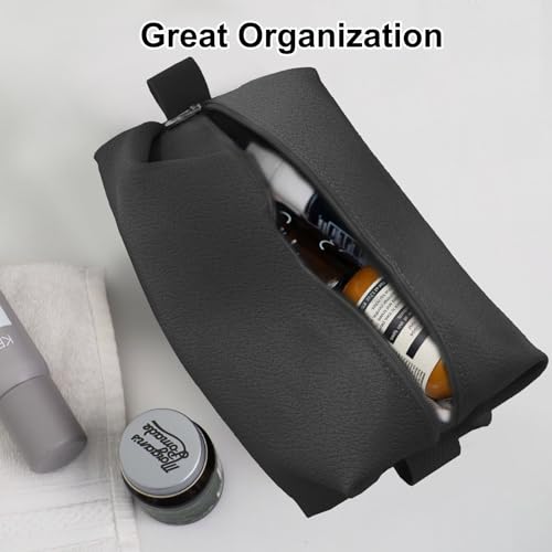 Portable Silicone Toiletry Bag, Large Waterproof Toiletries Bag Bathroom Travel Bag Upgraded Leakproof Zipper Toiletries Box,Suitable for Mens Womens(Black)