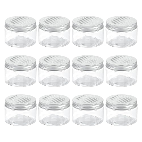 HARFINGTON 12 Pcs Empty Scent Beads Storage Container 4oz/120ml Air Freshener Tins Round Refillable Spice Containers Plastic Jars Sample for Travel Storage