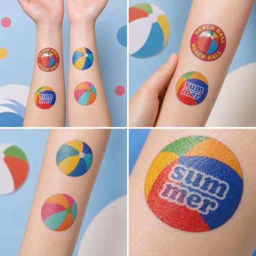 96 PCS Beach Ball Temporary Tattoos - Summer Pool Party