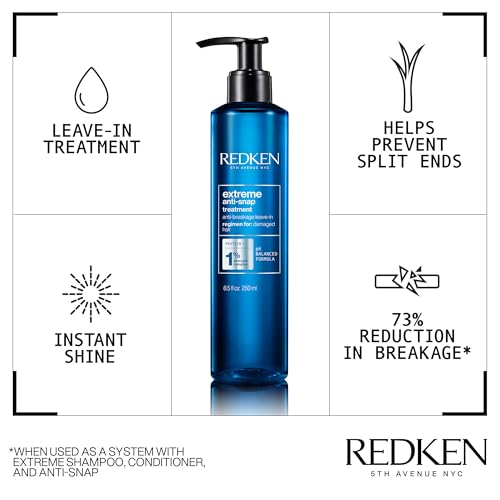 Redken Extreme Anti-Snap Anti-Breakage Leave-In Treatment For Distressed Hair - Fortifies & Helps Reduce Breakage,Infused With Proteins,(Pack of 2)
