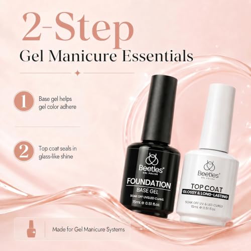 Beetles Gel Base & Top Coat Set - No-Wipe Glossy Finish