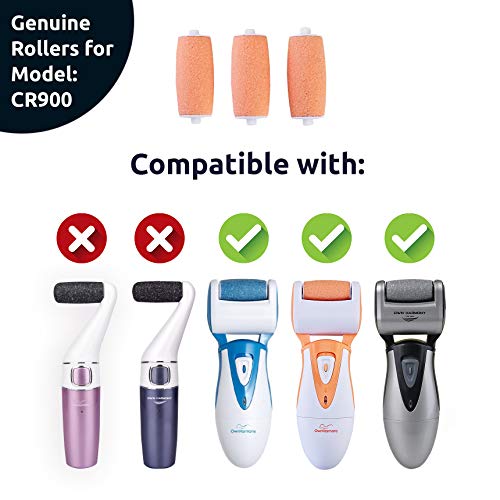 Own Harmony Electric Callus Remover for Feet and 6 Rollers Bundle: Professional Feet Care for Women, CR900 Rechargeable Foot Grinder & Electronic Foot File Pedi Sander for Cracked Heels & Hard Skin