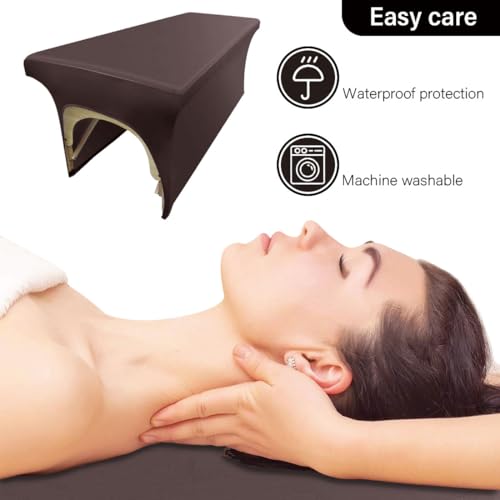 Leather Massage Table Cover Reusable & Waterproof Lash Bed Cover Fitted Excellent for Lash Extension, Massage, Spa, Beauty Salon, Wax, Tattoo, 1 Pack, Coffee