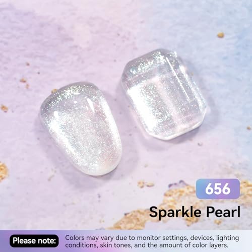 Nailshion Sparkle Pearl Chrome Nail Polish - Quick-Dry Glitter Top Coat 656-Sparkle Pearl