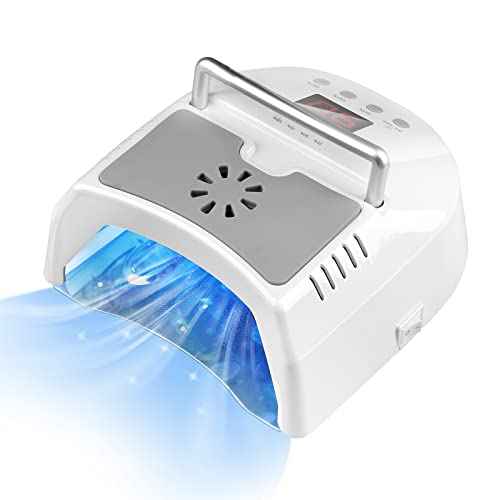 Professional UV Led Nail Lamp Cordless, 72W UV Lights for Gel Nails with Fan, IMENE Rechargeable Nail Dryer with Portable Handle Perfect for Salon Home Nail Art (White)