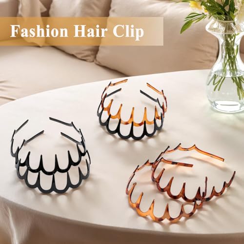 6Pcs U Shape Fashion Tooth Hair Comb Headband,High Cranium Headbands for Women's Hair, Reversible Korean Headbands with Teeth ? (Mix 6Pcs, M)