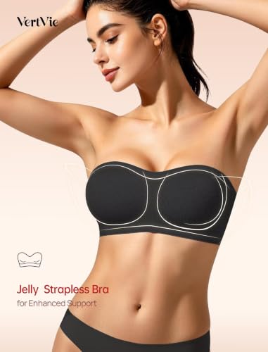 Vertvie Women's Strapless Push-Up Silicone Bandeau Bra