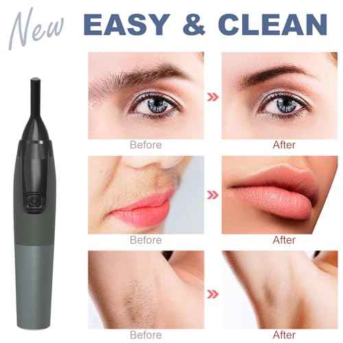 Electric Eyebrow Trimmer for Women, Nose Hair Painless Razor Removal for Men, Mini Epilator for Bikini, Remover for Face, Eye Brow, Nose Hair, Ear Hair, Chin, Peach Fuzz, Lips, Arms, Body (Black)