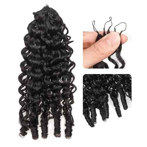 ToyoTress Burmese Curly Crochet Human Hair - 10 Inch 50G Feather-Line Invisible Knotless Crochet Human Hair For Black Women Natural Color Braiding Hair (10 Inch, 1B-50G)