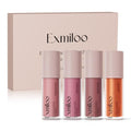exmiloo Mini Lip Tint Stain Set ? 4 Colors Liquid Lip Stain Kit for Matte & Glossy Finish, Lightweight Lip and Cheek Tint for Women and Girls, Vegan & Cruelty-Free